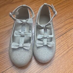 Janie and Jack Sparkling Silver Dress Shoes with Bows